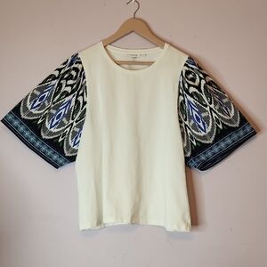 CHICOS 40th Anniversary Print Puff Sleeve Tee, size 3